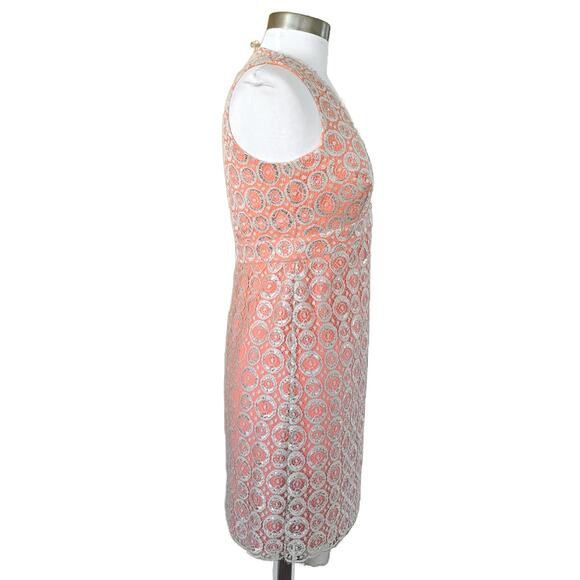 Ali Ro Eyes on You Orange Silver Metallic Lace Party Dress Size 4 Cocktail - Picture 6 of 9
